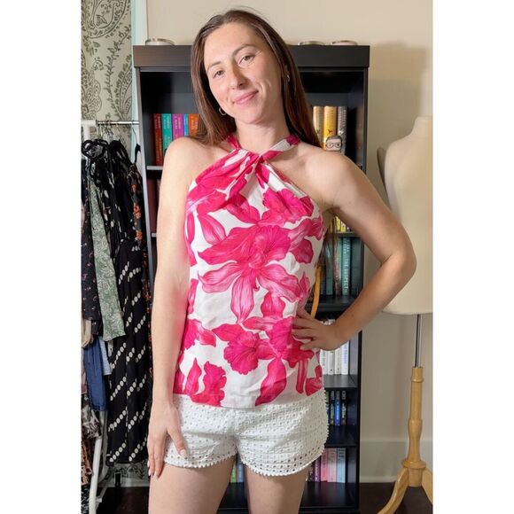Tommy Bahama Orchid Rua Linen-Blend Halter Top Size Small - Picture 1 of 5